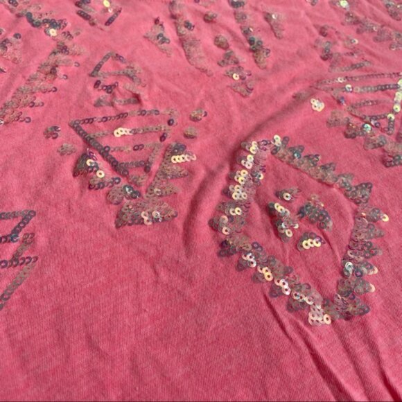 Victoria's Secret PINK | Coral Aztec Sequin Muscle Tee | Size Medium - Picture 4 of 9